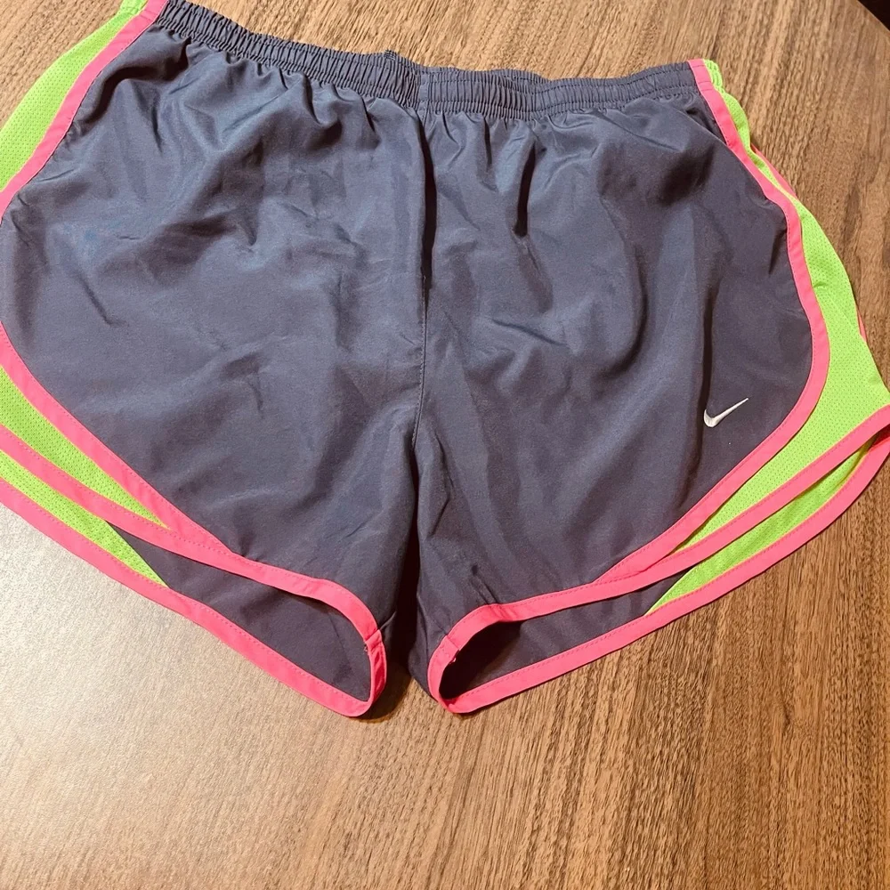 Nike Women's Gray Shorts with Pink and Green Accents